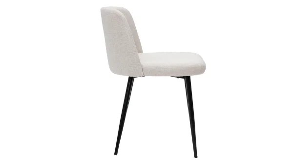 Chaises En Tissu Effet Velours Texturé Beige Et Métal Noir (lot De 2) MONTI Pas Cher soldes France 5