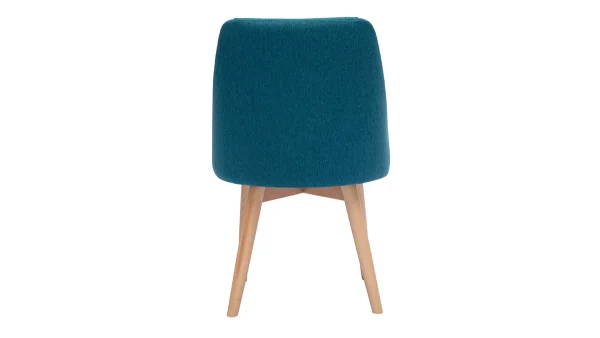 Chaises En Tissu Effet Velours Texturé Bleu Canard Et Bois Clair Massif (lot De 2) HIGGINS 6