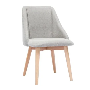 Chaises En Tissu Effet Velours Texturé Gris Et Bois Clair Massif (lot De 2) HIGGINS Officielle 14