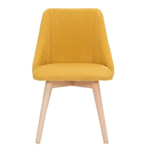 Chaises En Tissu Effet Velours Texturé Jaune Moutarde Et Bois Massif (lot De 2) HIGGINS site pas cher 12