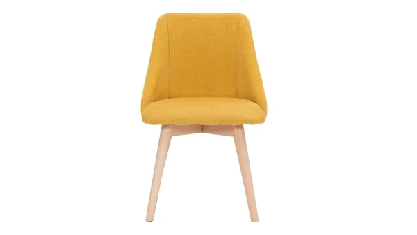 Chaises En Tissu Effet Velours Texturé Jaune Moutarde Et Bois Massif (lot De 2) HIGGINS site pas cher 3