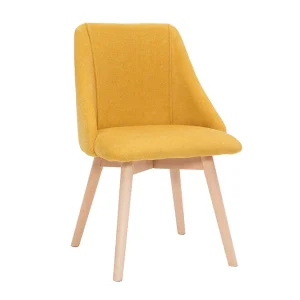 Chaises En Tissu Effet Velours Texturé Jaune Moutarde Et Bois Massif (lot De 2) HIGGINS site pas cher 14