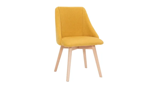 Chaises En Tissu Effet Velours Texturé Jaune Moutarde Et Bois Massif (lot De 2) HIGGINS site pas cher 4