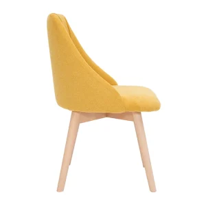 Chaises En Tissu Effet Velours Texturé Jaune Moutarde Et Bois Massif (lot De 2) HIGGINS site pas cher 16