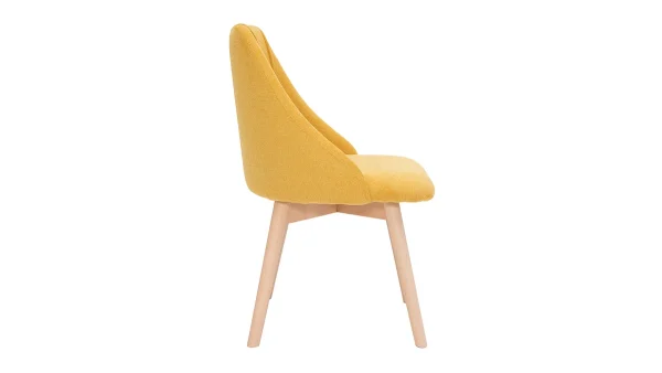 Chaises En Tissu Effet Velours Texturé Jaune Moutarde Et Bois Massif (lot De 2) HIGGINS 5