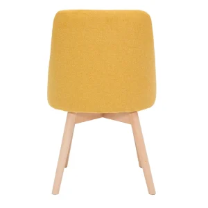 Chaises En Tissu Effet Velours Texturé Jaune Moutarde Et Bois Massif (lot De 2) HIGGINS 18