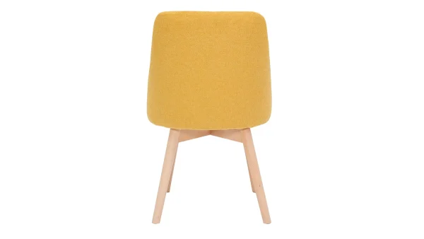 Chaises En Tissu Effet Velours Texturé Jaune Moutarde Et Bois Massif (lot De 2) HIGGINS 6