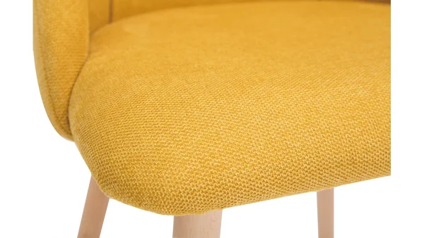 Chaises En Tissu Effet Velours Texturé Jaune Moutarde Et Bois Massif (lot De 2) HIGGINS 7