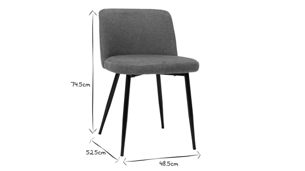 Chaises En Tissu Effet Velours Texturé Terre Brûlée Et Métal Noir (lot De 2) MONTI 10