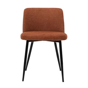 magasin solde Chaises En Tissu Effet Velours Texturé Terre Brûlée Et Métal Noir (lot De 2) MONTI 14