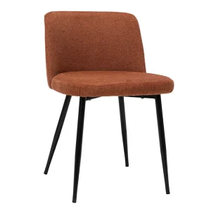 Chaises En Tissu Effet Velours Texturé Terre Brûlée Et Métal Noir (lot De 2) MONTI 16