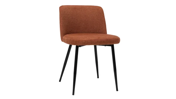 Chaises En Tissu Effet Velours Texturé Terre Brûlée Et Métal Noir (lot De 2) MONTI 4