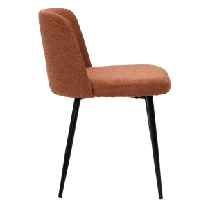 magasin solde Chaises En Tissu Effet Velours Texturé Terre Brûlée Et Métal Noir (lot De 2) MONTI 18