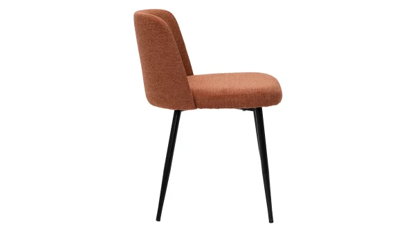 Chaises En Tissu Effet Velours Texturé Terre Brûlée Et Métal Noir (lot De 2) MONTI 5