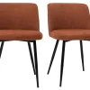 Chaises En Tissu Effet Velours Texturé Terre Brûlée Et Métal Noir (lot De 2) MONTI 31