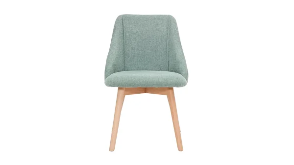 Chaises En Tissu Effet Velours Texturé Vert Céladon Et Bois Clair Massif (lot De 2) HIGGINS 3