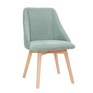 Chaises En Tissu Effet Velours Texturé Vert Céladon Et Bois Clair Massif (lot De 2) HIGGINS 13