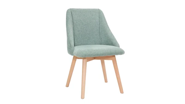 Chaises En Tissu Effet Velours Texturé Vert Céladon Et Bois Clair Massif (lot De 2) HIGGINS 4