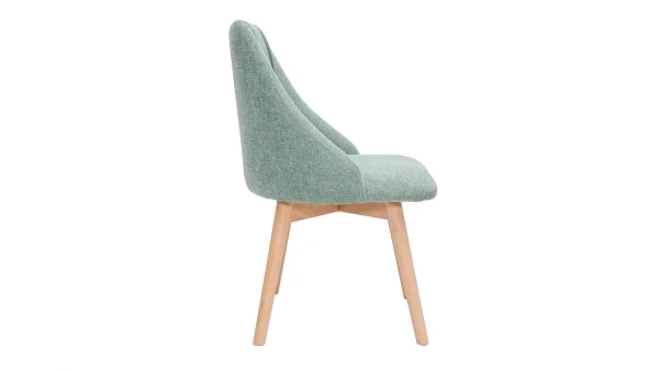 Chaises En Tissu Effet Velours Texturé Vert Céladon Et Bois Clair Massif (lot De 2) HIGGINS 5