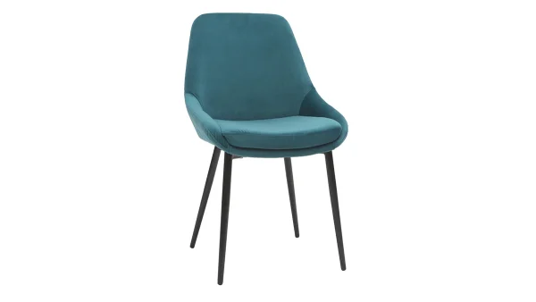 Chaises En Tissu Velours Bleu Pétrole Et Métal Noir (lot De 2) HOLO – Miliboo & Stéphane Plaza 4