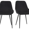 comparez les prix Chaises En Tissu Velours Noir Et Métal Noir (lot De 2) HOLO 23