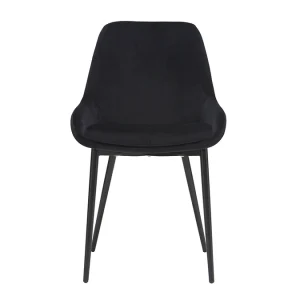 comparez les prix Chaises En Tissu Velours Noir Et Métal Noir (lot De 2) HOLO 14