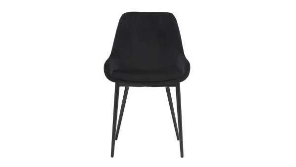 Chaises En Tissu Velours Noir Et Métal Noir (lot De 2) HOLO 3