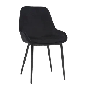 comparez les prix Chaises En Tissu Velours Noir Et Métal Noir (lot De 2) HOLO 16