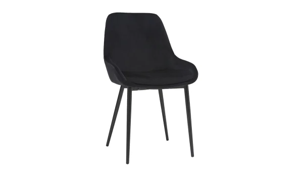 Chaises En Tissu Velours Noir Et Métal Noir (lot De 2) HOLO 4