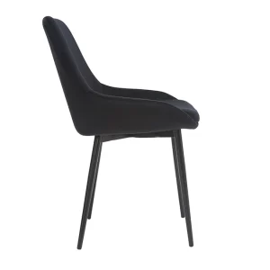 comparez les prix Chaises En Tissu Velours Noir Et Métal Noir (lot De 2) HOLO 18