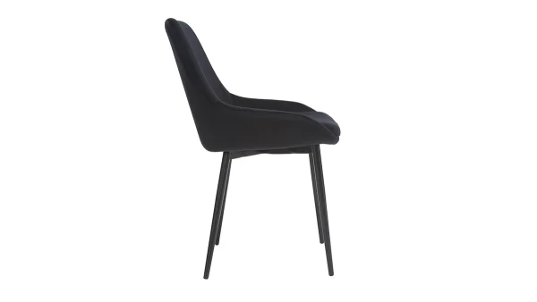 comparez les prix Chaises En Tissu Velours Noir Et Métal Noir (lot De 2) HOLO 5