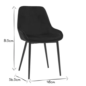 comparez les prix Chaises En Tissu Velours Noir Et Métal Noir (lot De 2) HOLO 28