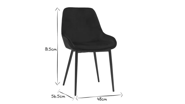 comparez les prix Chaises En Tissu Velours Noir Et Métal Noir (lot De 2) HOLO 10