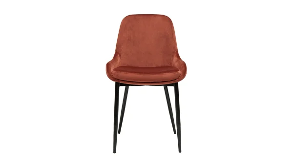 Chaises En Tissu Velours Rouge Tomette Et Métal Noir (lot De 2) HOLO 3