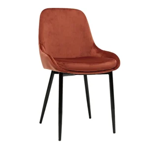 Chaises En Tissu Velours Rouge Tomette Et Métal Noir (lot De 2) HOLO 15