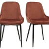 Chaises En Tissu Velours Rouge Tomette Et Métal Noir (lot De 2) HOLO 28