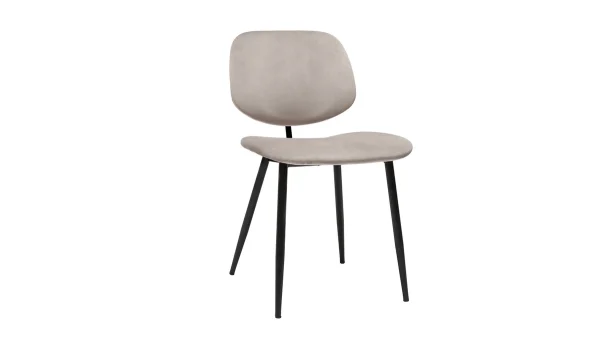 Chaises En Tissu Velours Taupe Et Métal Noir (lot De 2) TOBIAS 4