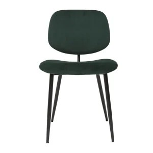 Nouvelle Collection Chaises En Tissu Velours Vert Et Métal Noir (lot De 2) TOBIAS 12