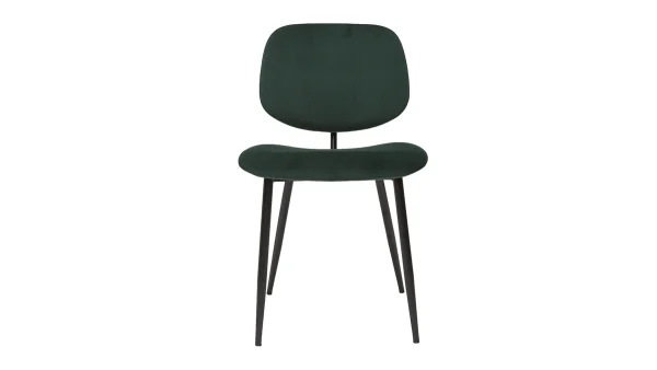 Nouvelle Collection Chaises En Tissu Velours Vert Et Métal Noir (lot De 2) TOBIAS 3