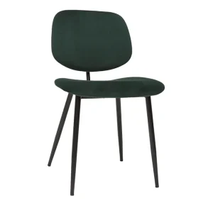 Nouvelle Collection Chaises En Tissu Velours Vert Et Métal Noir (lot De 2) TOBIAS 14