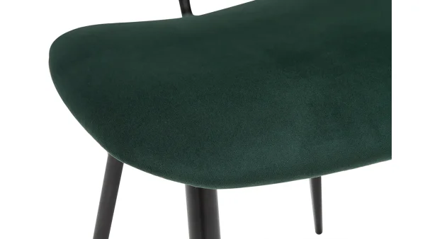 Nouvelle Collection Chaises En Tissu Velours Vert Et Métal Noir (lot De 2) TOBIAS 7