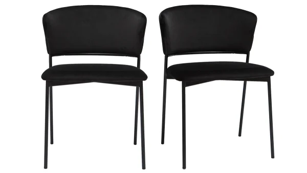 Chaises Noires En Tissu Velours Et Métal (lot De 2) FELIZ 1