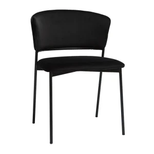 Chaises Noires En Tissu Velours Et Métal (lot De 2) FELIZ 16