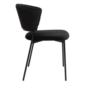 Chaises Noires En Tissu Velours Et Métal (lot De 2) FELIZ 18