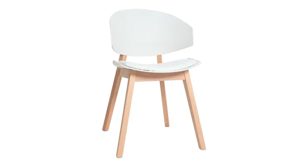 Chaises Scandinaves Blanc Et Bois Clair (lot De 2) BLOEM – Miliboo & Stéphane Plaza en promotion 4