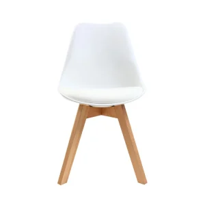 Chaises Scandinaves Blanc Et Bois Clair Massif (lot De 4) PAULINE 12