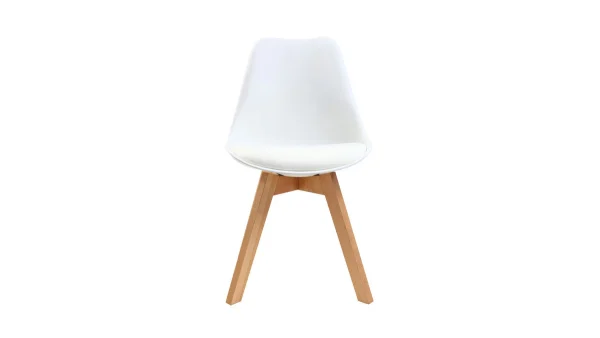 Chaises Scandinaves Blanc Et Bois Clair Massif (lot De 4) PAULINE marque pas cher en ligne 3