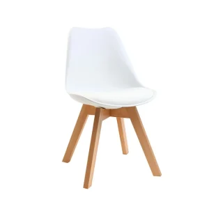 Chaises Scandinaves Blanc Et Bois Clair Massif (lot De 4) PAULINE marque pas cher en ligne 14