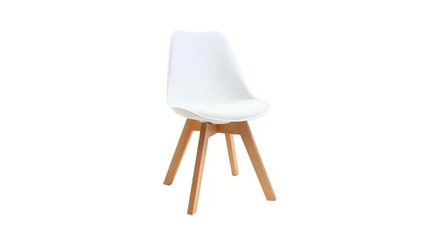 Chaises Scandinaves Blanc Et Bois Clair Massif (lot De 4) PAULINE 4