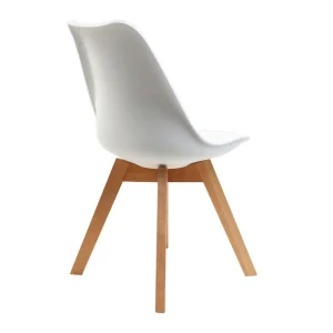 Chaises Scandinaves Blanc Et Bois Clair Massif (lot De 4) PAULINE marque pas cher en ligne 16